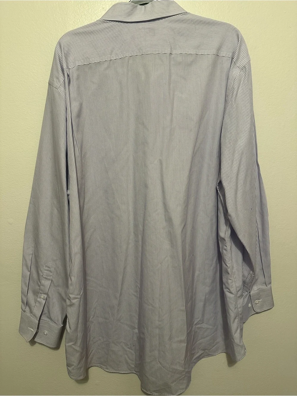 E.B. Wood Men's Non-Iron Dress Shirt Blue Stripe Long Sleeve Button Down 18 1/2